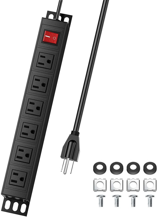6 Outlets Wall Mount Power Strip with 6 FT