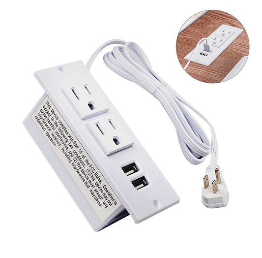 Surge Protector Power Strip with 2-Socket 2-USB