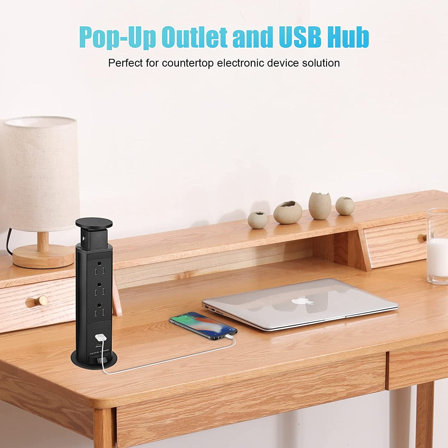 Pop Up Outlet with 3 AC Outlet & 2 USB Port