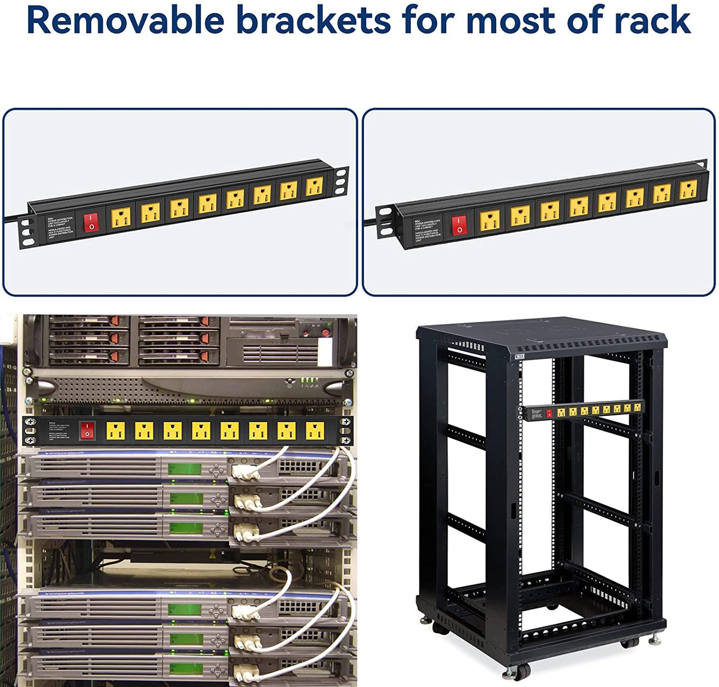 8 Outlets U Rack Mount PDU Power Strip Surge Protector