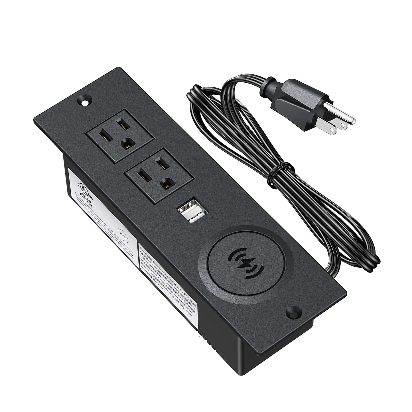 Desk Outlet 10W Wireless Charging Station with 2 Outlet & 2 USB Ports