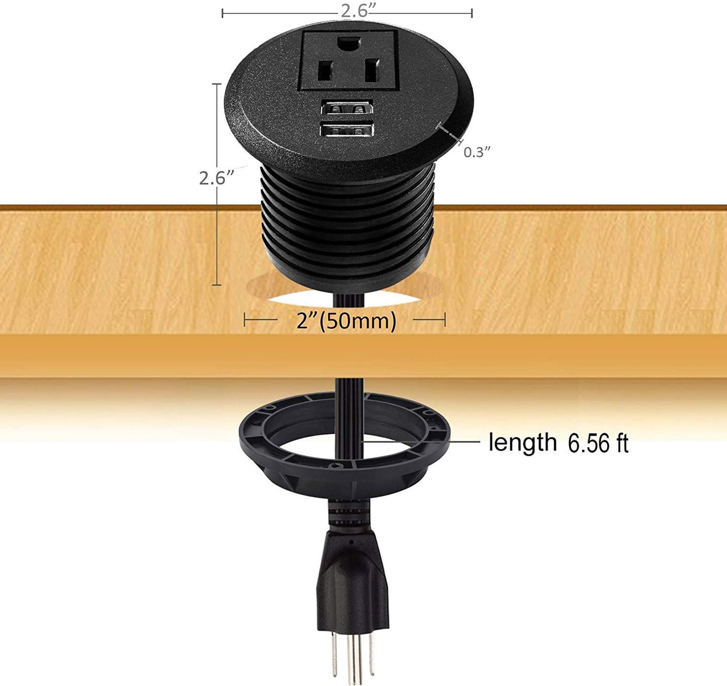 Desk Grommet Power Outlet with USB Port