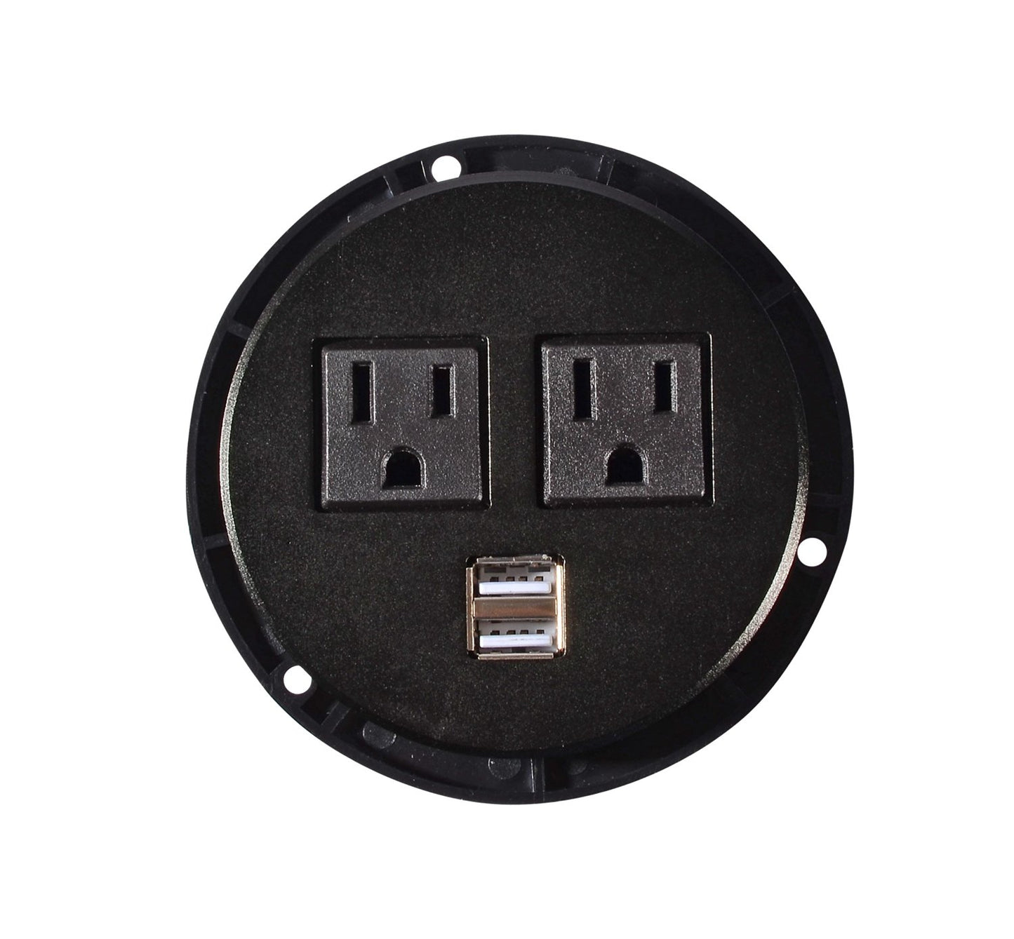 Aluminium Power Data Tap grommet With 2 X AC Outlet And USB Port