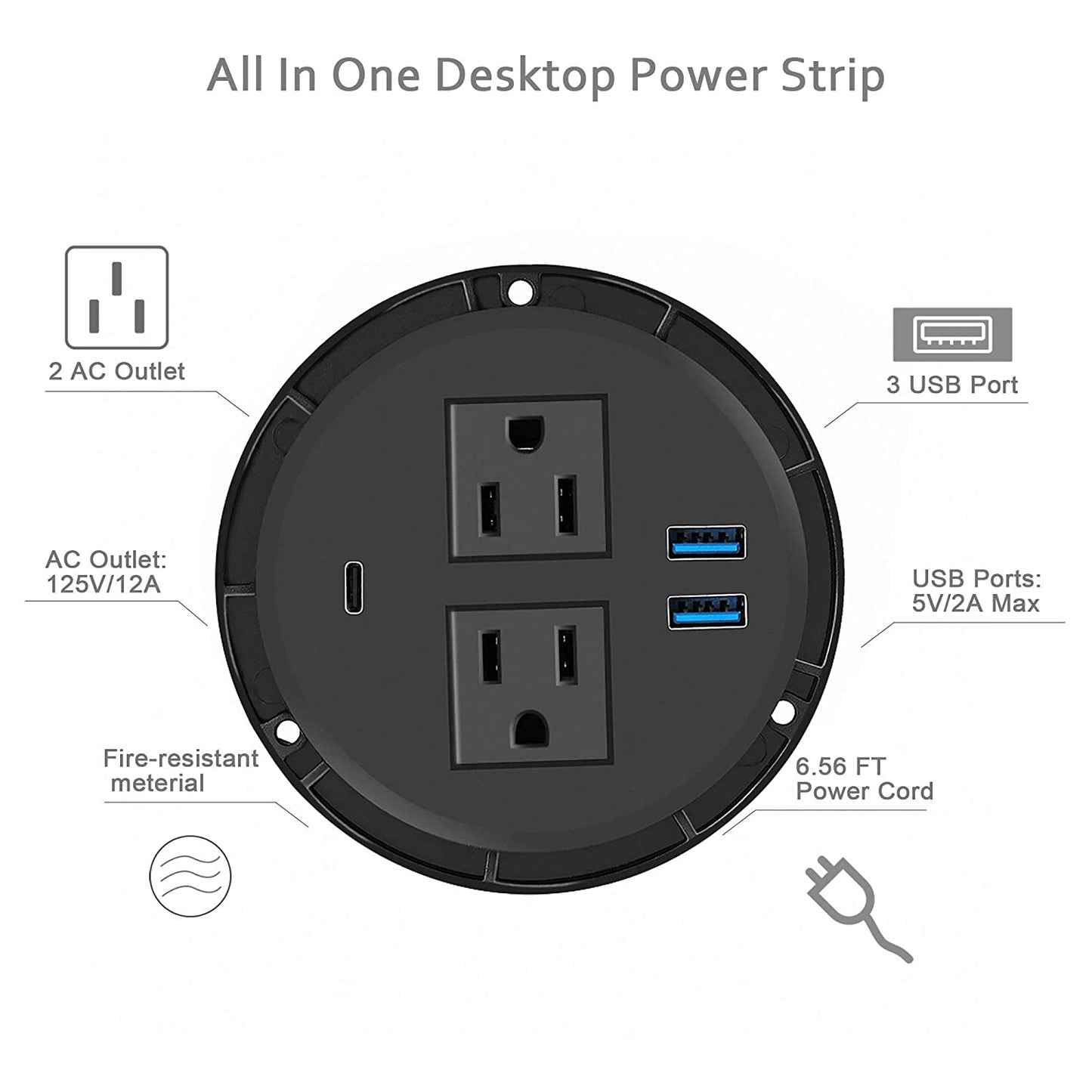 Recessed Round Power Outlets with type C