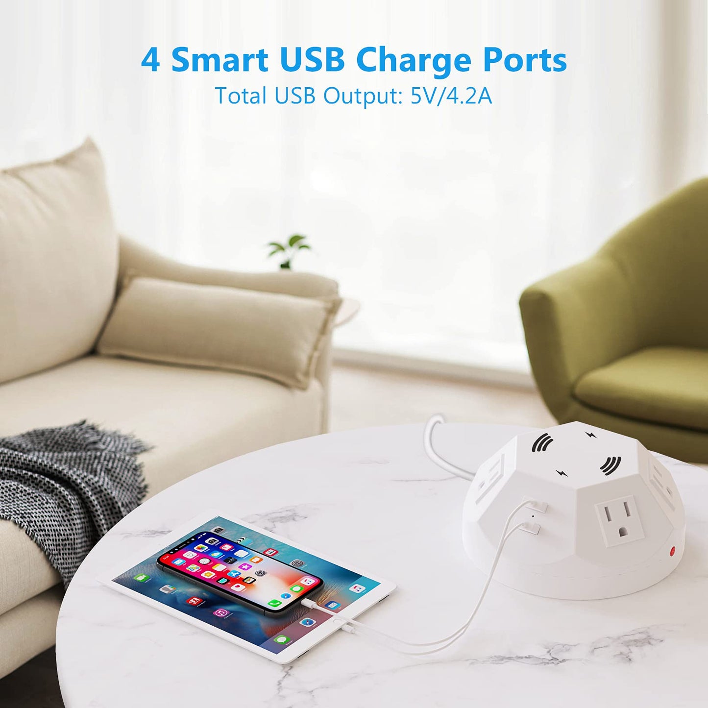 Surge Protector Power Strip Tower with USB Ports