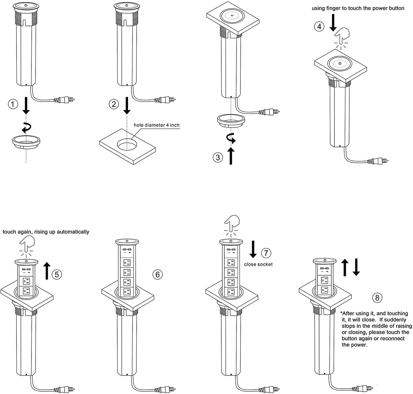 Intelligent Motorised Pop Up Socket Power Strip