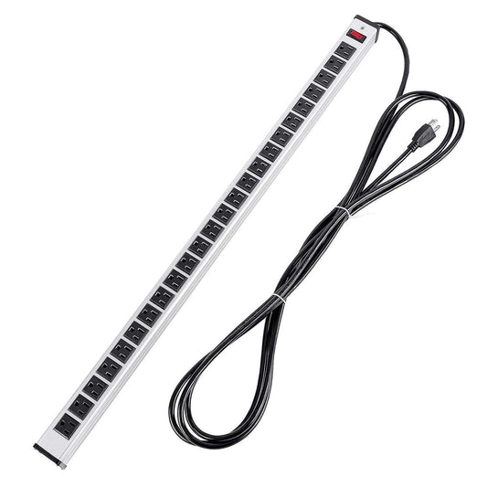 Silver 24 outlet heavy duty metal power strip