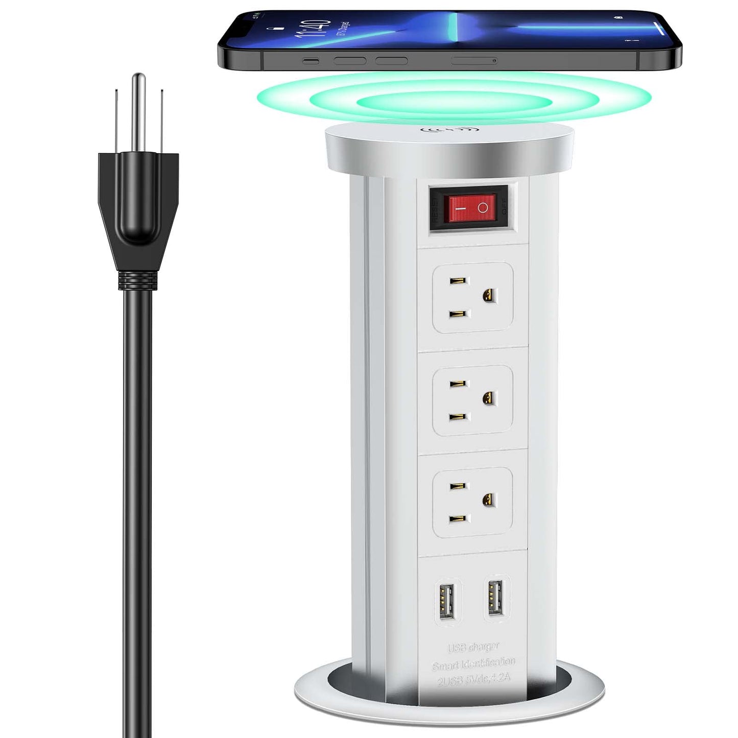 Automatic Raising Power Strip Wireless Charging Stations