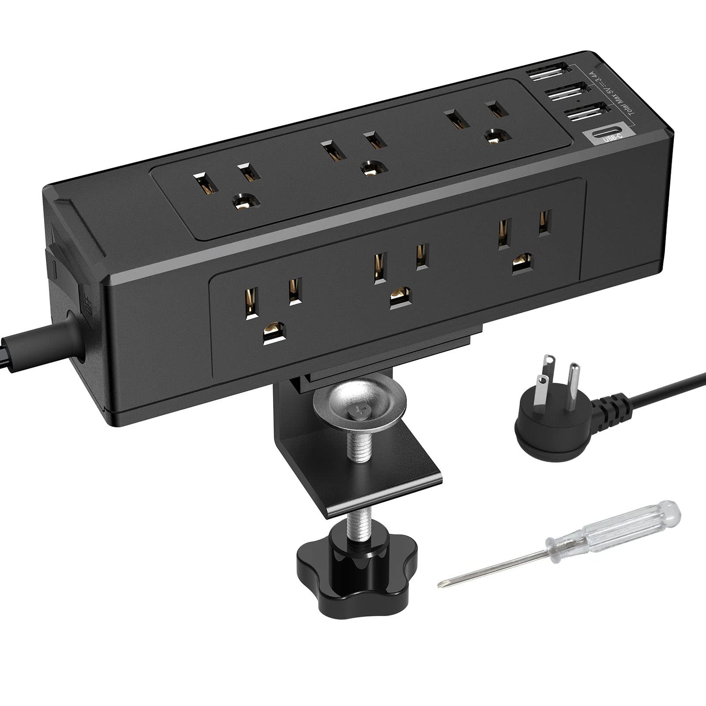 Desk Clamp Power Strip with 9 AC Plugs 4 USB Ports