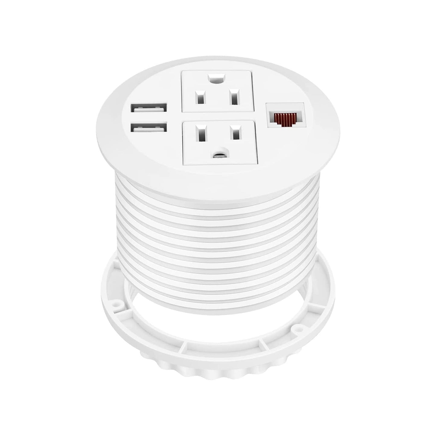 Recessed Desk Outlet with 2USB, 2 AC, 1 Network RJ45 Port