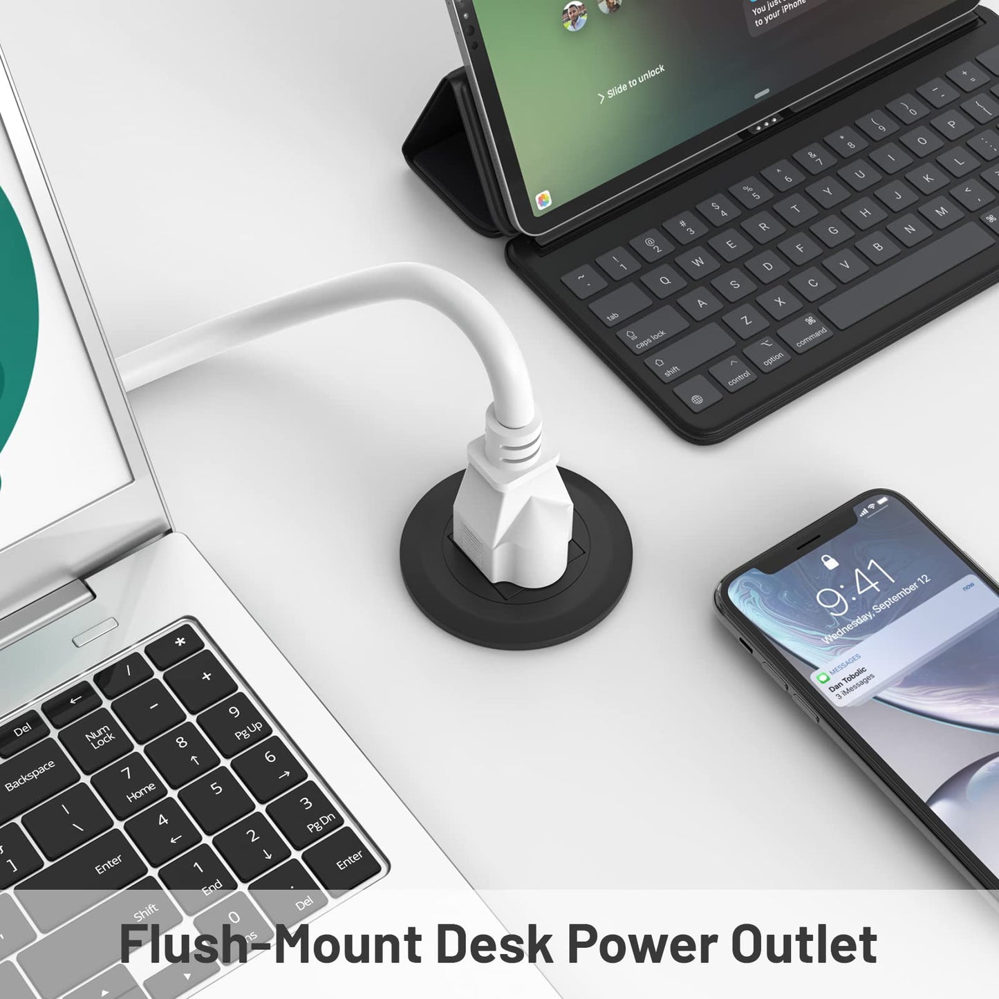 Mini Power Hub Grommet Desk Socket 1 US Standard Outlet