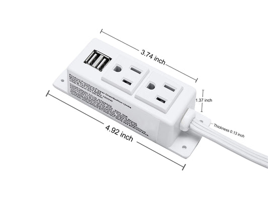 Surge Protector Power Strip Flat Plug Desk Power Grommet