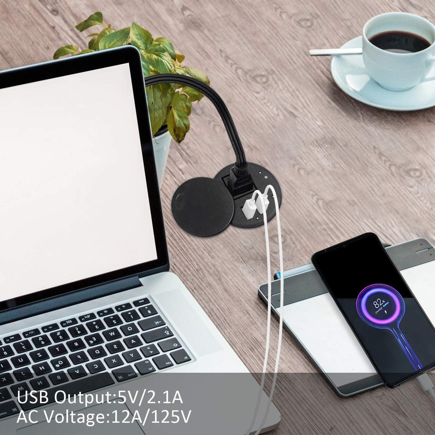 Desktop Power Grommet Desk Outlet with USB Ports