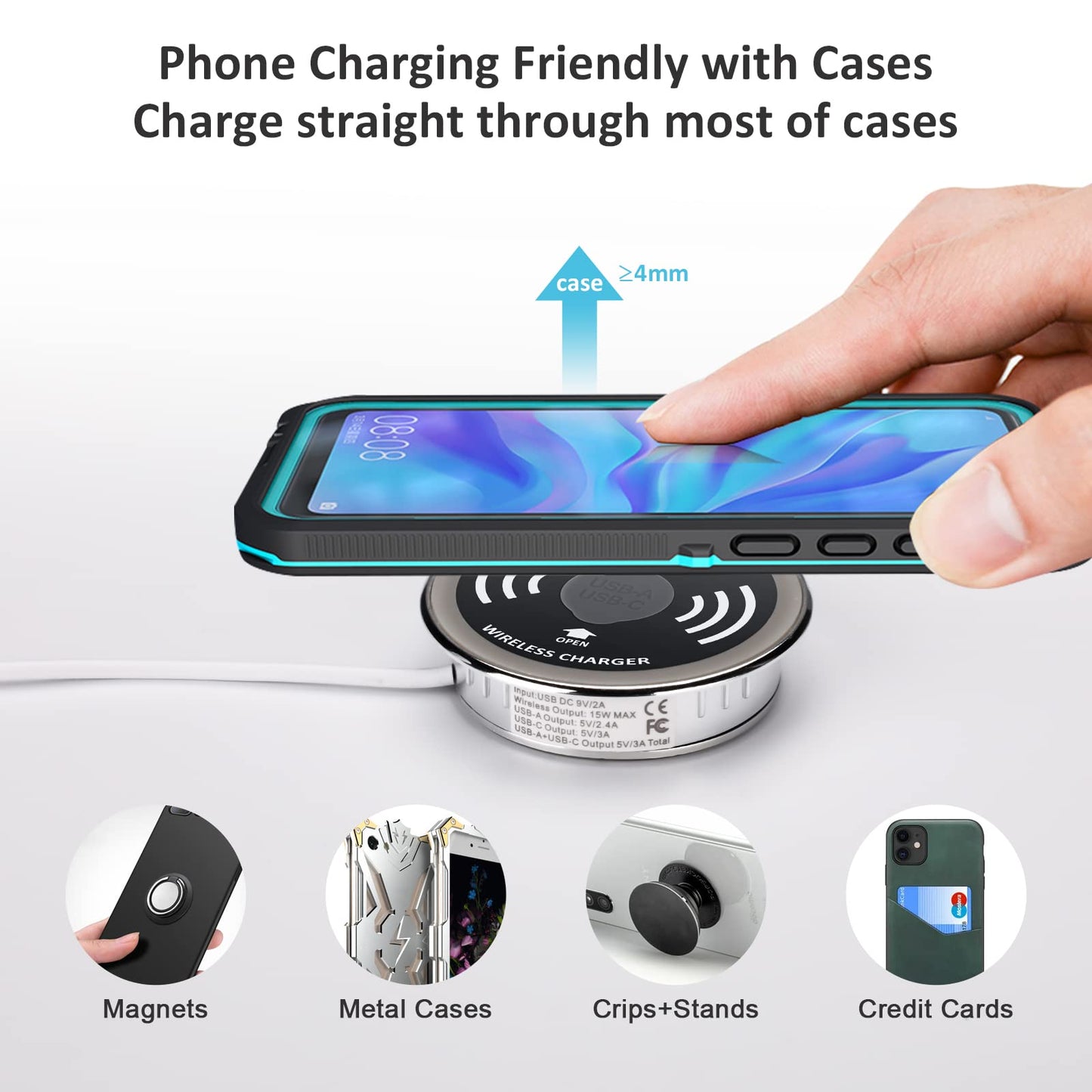 Desktop Power Grommet with USB Port & Wireless Charger