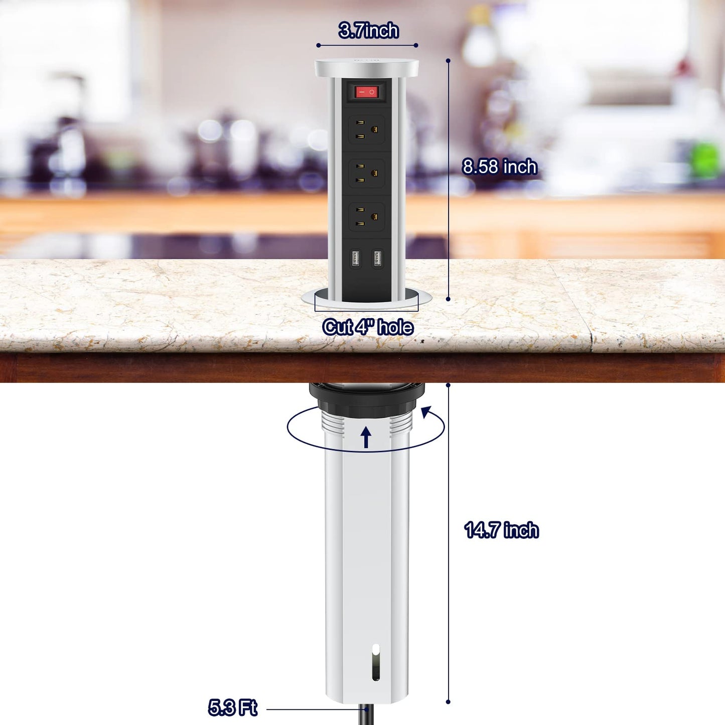 Automatic Raising Power Strip Wireless Charging Stations